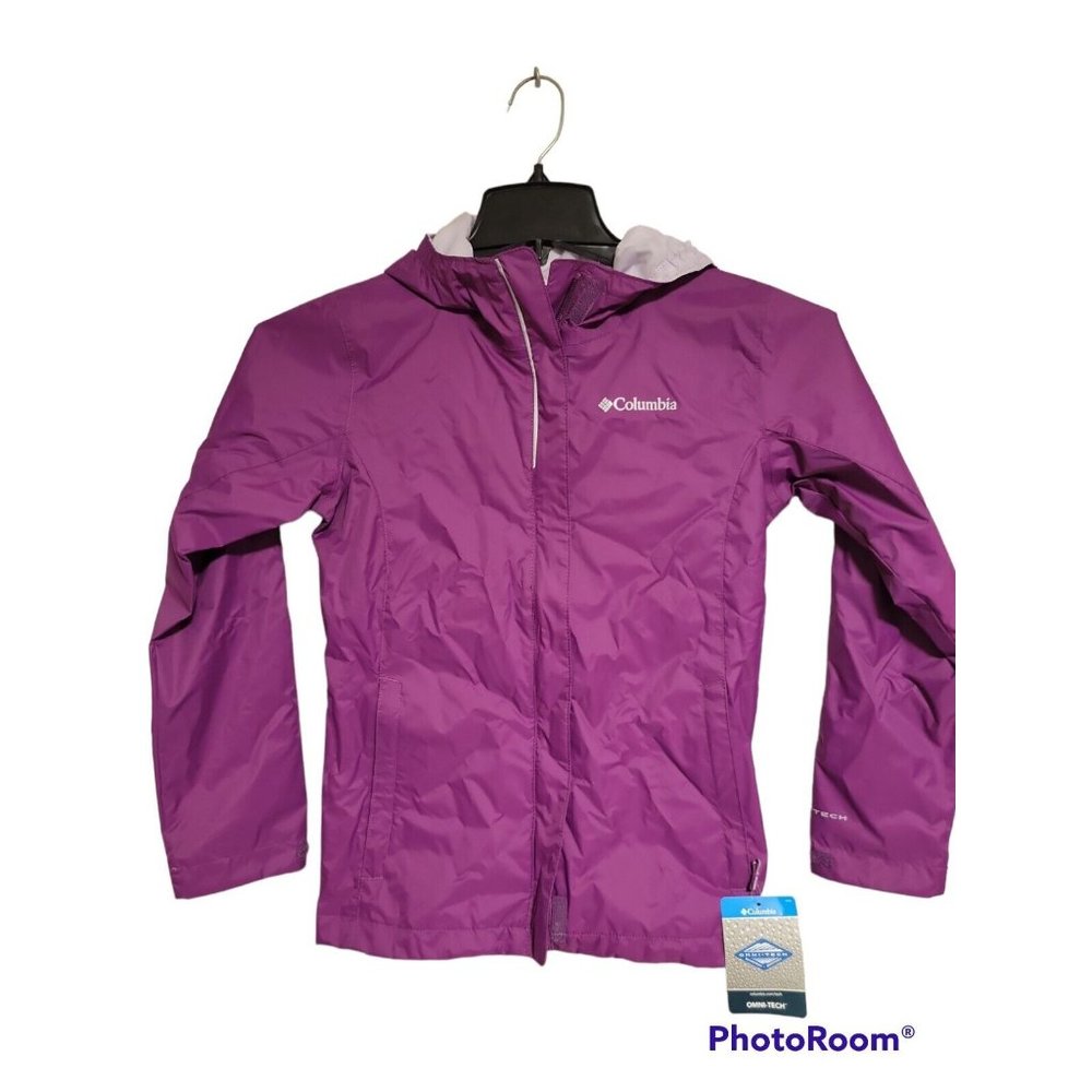 New Columbia Girls Timber Point Omni-Tech Rain Wind Jacket Size Youth M